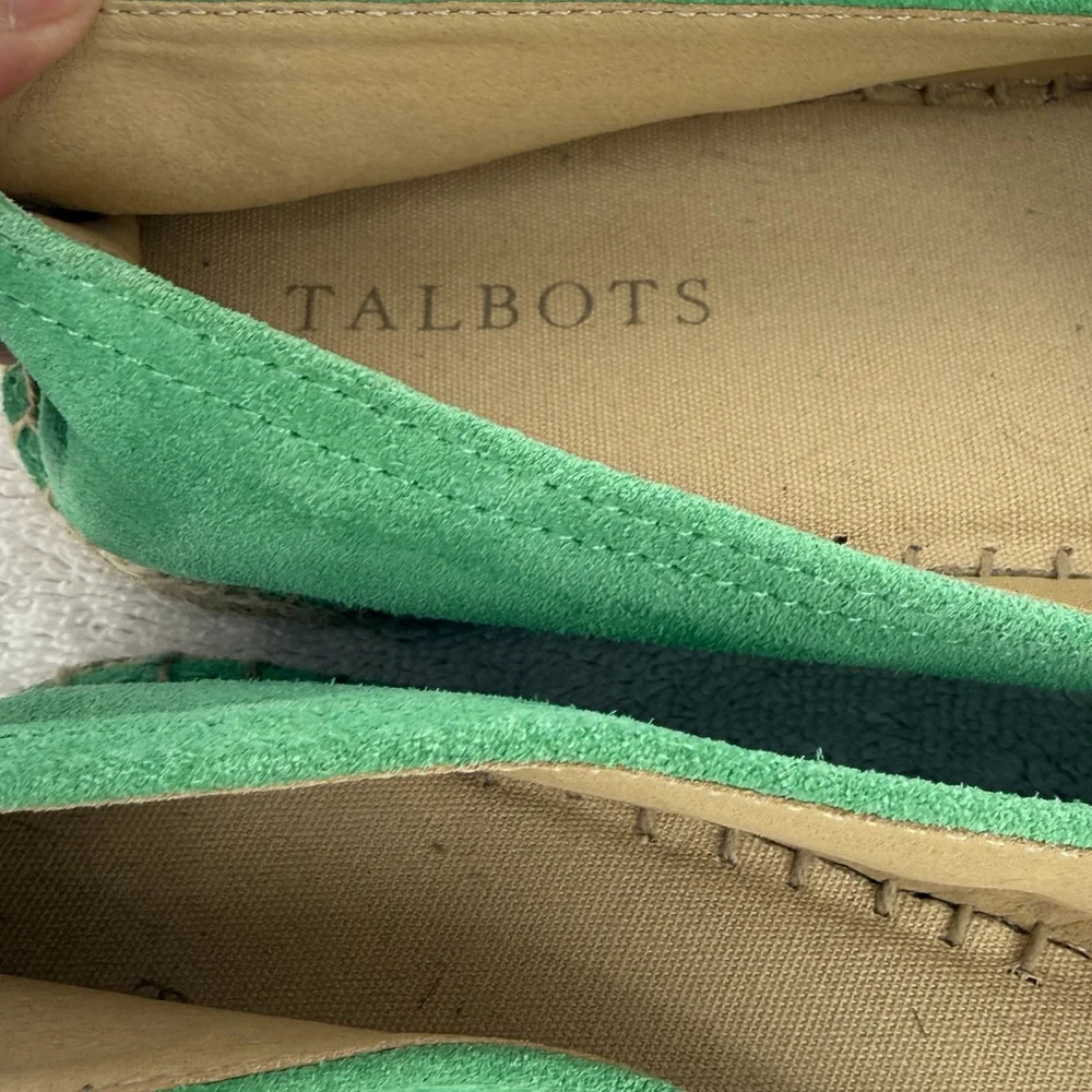Talbots Izzy Knot Green Suede Espadrilles Women’s Size 10.5